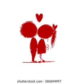Couple in love together, valentine sketch for your design