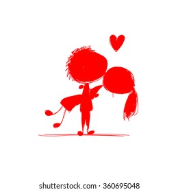 Couple in love together, valentine sketch for your design