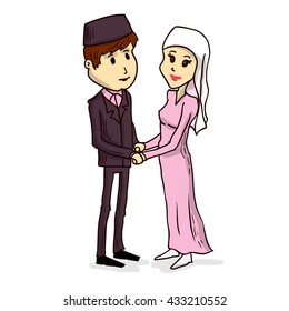 Couple in love. Traditional oriental clothes. Tatar wedding dress.