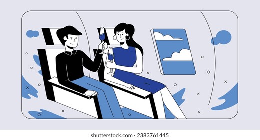 Couple Love Travel Insurance Illustration" es una colección reconfortante de gráficos vectoriales que encapsulan maravillosamente la esencia de las aventuras románticas al tiempo que enfatizan la importancia de viajar en