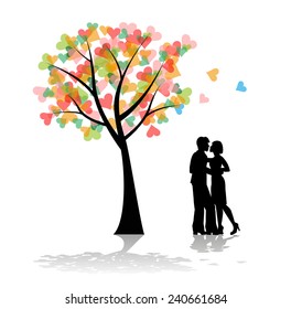 couple in love and tree