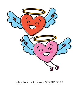 couple in love two happy hearts flying valentines day