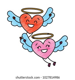 couple in love two happy hearts flying valentines day