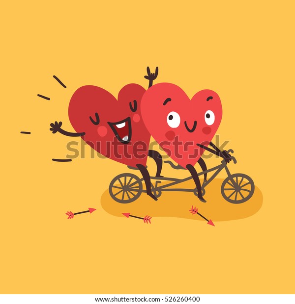 恋人同士 2人の幸せな心のバイク ハッピーバレンタインデーのベクター画像カード のベクター画像素材 ロイヤリティフリー