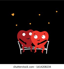 Couple in love. Two happy hearts.Valentine's Day vector card