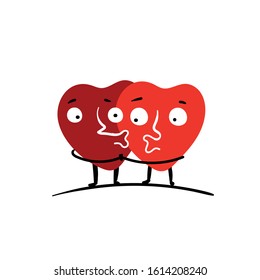 Couple in love. Two happy hearts.Valentine's Day vector card