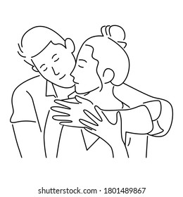 Couple in love. Two hugging lovers