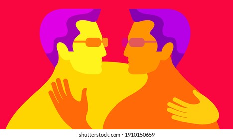 Couple in love. Two hugging lovers. Romantic concept. Vector illustration