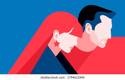 Couple in love. Two lovers, abstract young man and woman with long red hair. Vector illustration