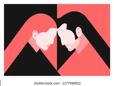 Couple in love. Two lovers, man and woman. Vector illustration