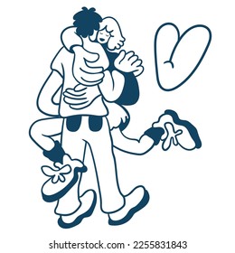 couple in love. two people together.Hugging scene illustration. Vector flat illustration of expressing feelings. Postcard for Valentine's day. linear design. 