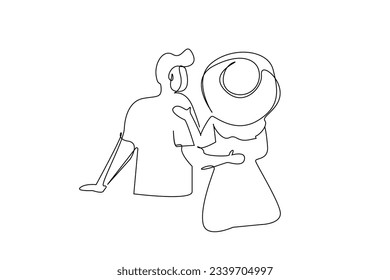 couple in love vacation woman holiday hat lifestyle back view line art