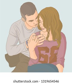 Couple in love with Valentine's Day