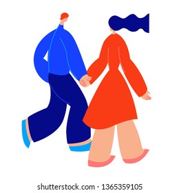Couple in love vector characters isolated. Men and women couple walking. Creative Lifestyle Character. Crowd of People Performing Activity - Walking, Building Family. Flat Cartoon