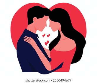 The couple is in love. Vector flat illustration.