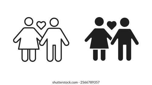 Couple with love vector line icon illustration