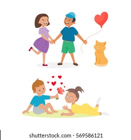 Couple in love vector set.