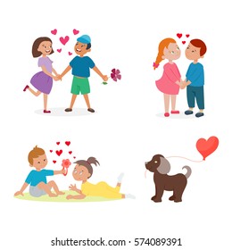 Couple in love vector set.