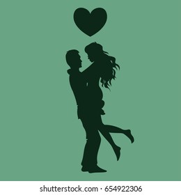 Couple in love vector silhouette illustration