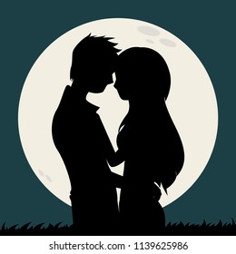  couple in love vector silhouette,Lovers hug  silhouette,couple man and woman vector