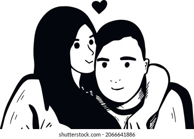 pareja enamorada. vector. є boceto. 5.º escalada