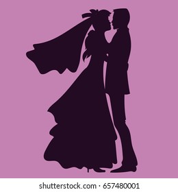 Couple in love wedding silhouette vector illustration