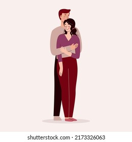 A couple in love.Man and woman hugging, loving couple. Valentine's day, love, date. Flat vector illustration