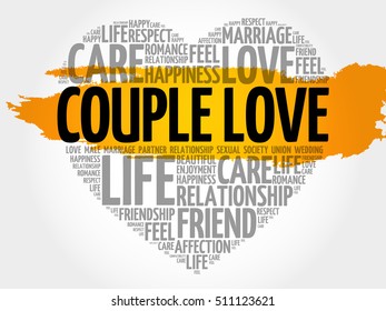 Couple love word cloud collage, heart concept background