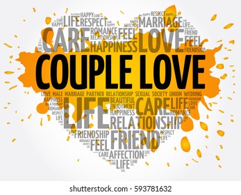 Couple love word cloud collage, heart concept background