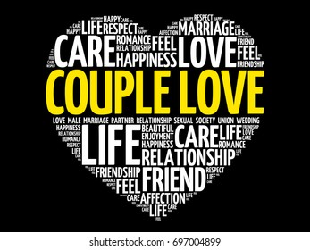 Couple love word cloud collage, heart concept background