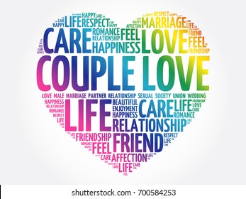Couple love word cloud collage, heart concept background