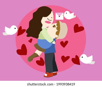 Couple in love,Internet communication graphic vector