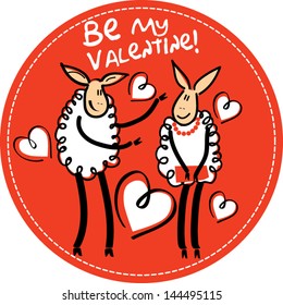 couple of lovely lambs with hearts