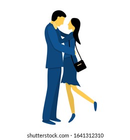 A couple of lovely lovers. Flat vector illustration in trendy colors