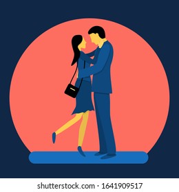 A couple of lovely lovers. Flat vector illustration in trendy colors