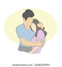 couple lover embracing each other illustration vector hand drawn sketch isolated on white background