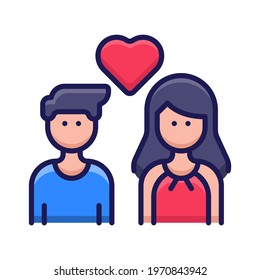 Couple Lover Icon Illustration With Filled Outline Style