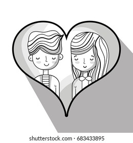 couple lover inside heart design