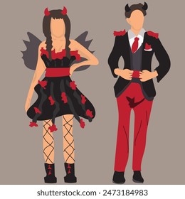 Couple lover woman and man halloween dress up