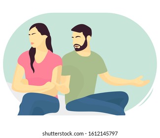 A couple of lovers arguing over something - Flat vector illustration.