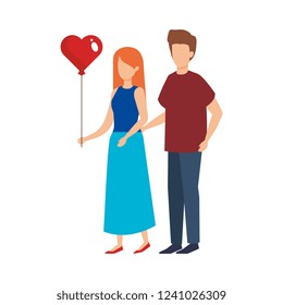 couple lovers with balloon helium