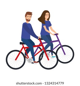 couple lovers in bicycle