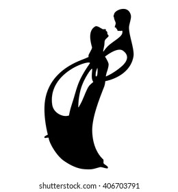 Couple Lovers dance silhouette. 