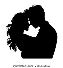 Couple of lovers embracing silhouette. Vector illustration