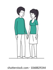 couple lovers with green clothes