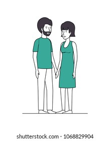 couple lovers with green clothes