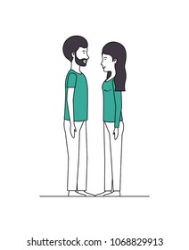couple lovers with green clothes