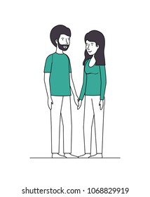 couple lovers with green clothes