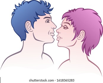 Couple of lovers on a white background