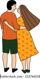 Couple lovers. Romantic concept. Two lovers, man and woman. Vector illustration. Romantic feelings. Love. Postcard. 